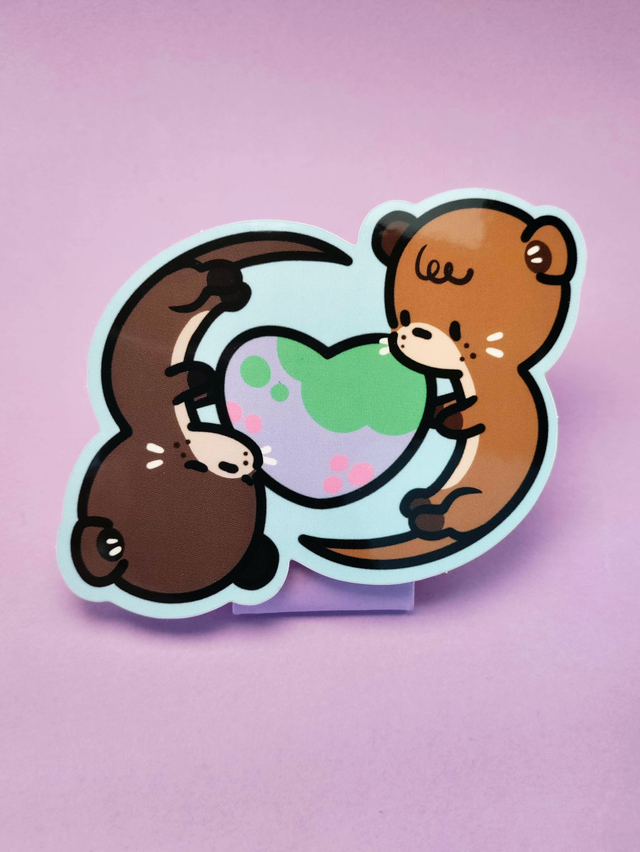 Sticker Loutres Coeur