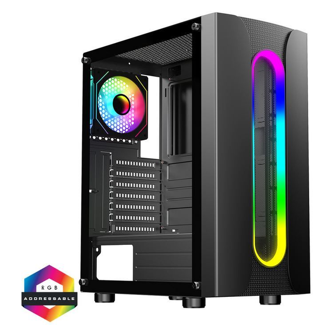 CiT 	Sauron ATX Gaming Case with ARGB Front LED Strip and 1 x 120mm Three-Sided Infinity ARGB 4pin PWM Fan