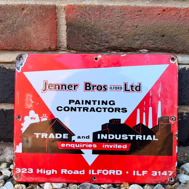 1930’s/ 40’s Jenner Bros Ltd ILFORD Painting Contractors Enamel Sign