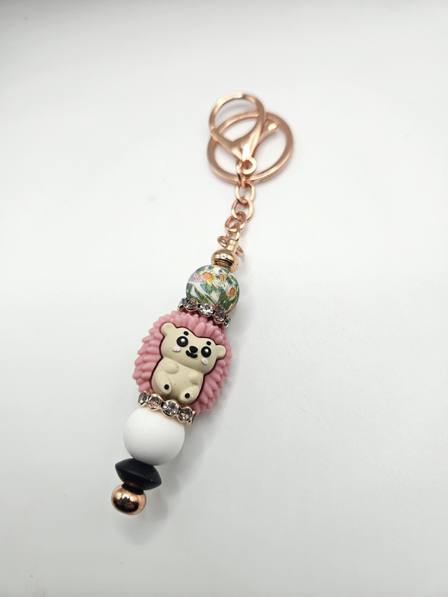 Porte clefs hérisson rose