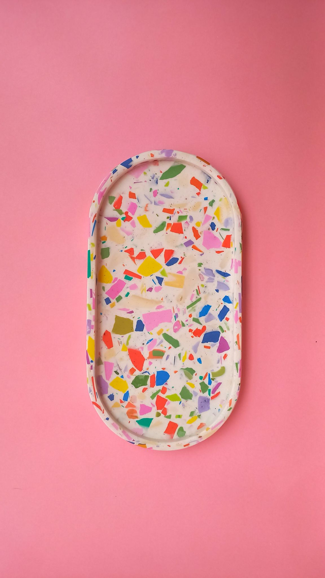 Taca owalna, lastryko, owalna podstawka na akcesoria, biała