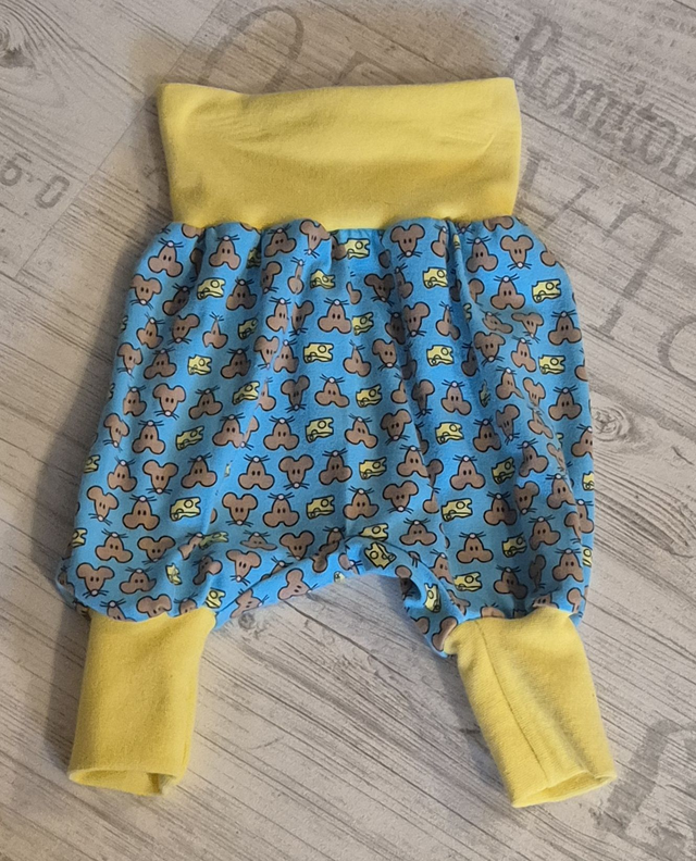 Baby-Pumphose, Mitwachshose Mäuse blau, #50-62