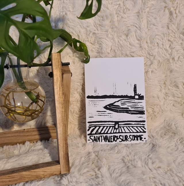 Baie de Somme lovers - carte postale en linogravure