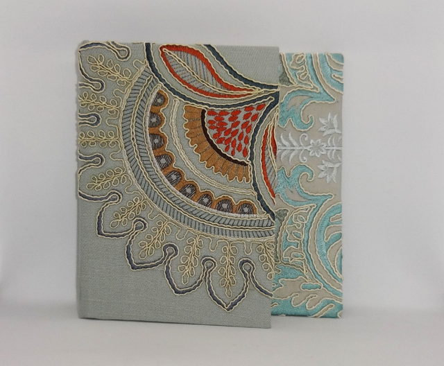 Notebook, A5 Hardback Embroidered Fabric Covered Journal, Sketchbook