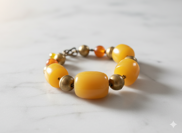 Bracelet perles jaune
