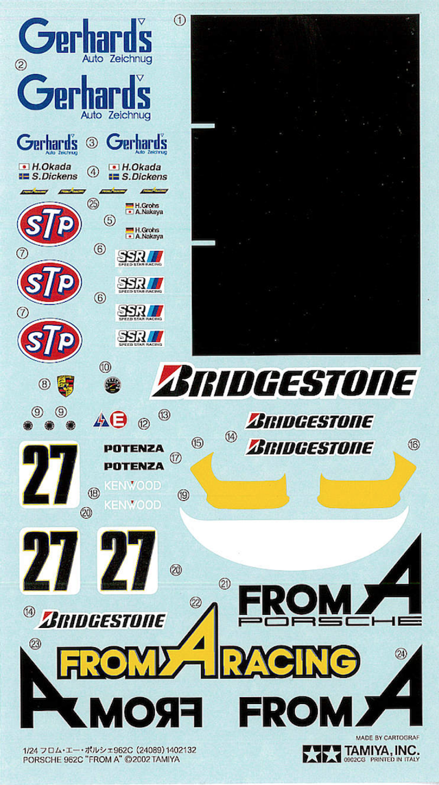 Porsche 962C FromAracing Tamija 1:24 Decal