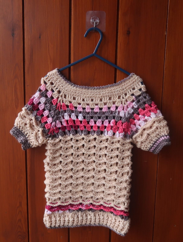 Short Sleeve Crochet Top 4-5 Years