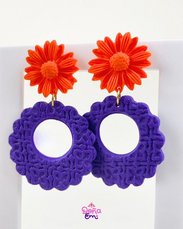 Boucles d'oreilles "Flor de vida" - Oranges