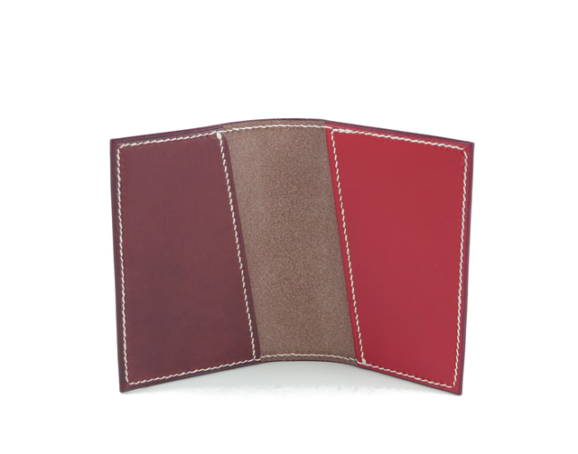Porte-Cartes MICHI Tricolore Bordeaux & Rouge fil blanc
