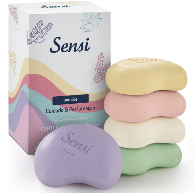 Sabonete Hidratante em Barra Sortidos Cuidado & Perfumação Sensi - 5 x 80 g