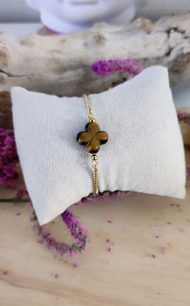 Bracelet Trèfle Oeil de tigre