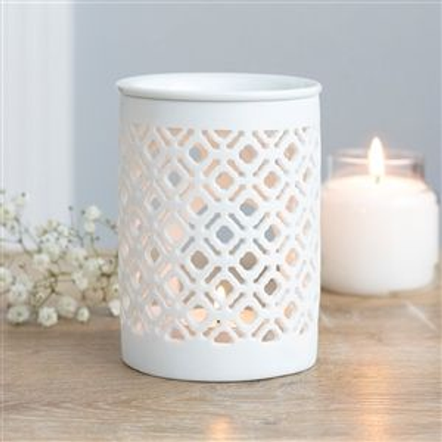 White Matte Cut Out Lattice Wax Melt Burner