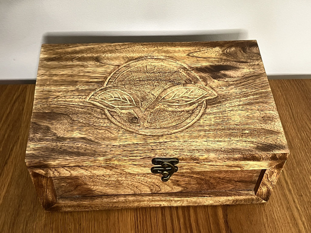 Tea box with six compartments made of Mango wood.