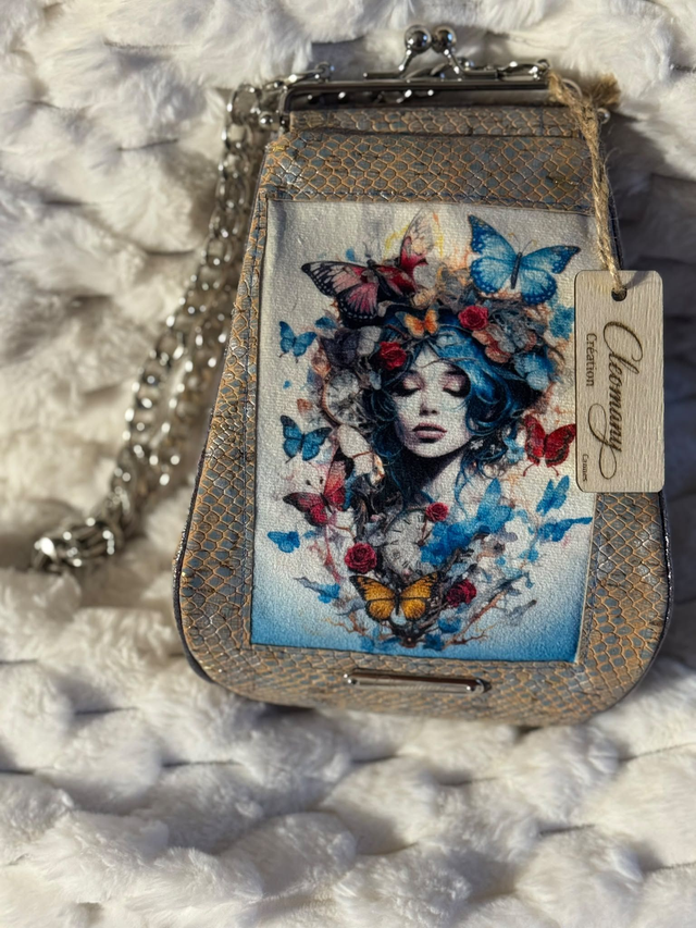 SAC HERITAGE Bleu-Femme papillons
