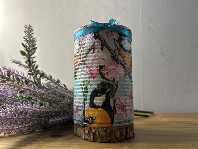 Spring bird tin can candle🌸