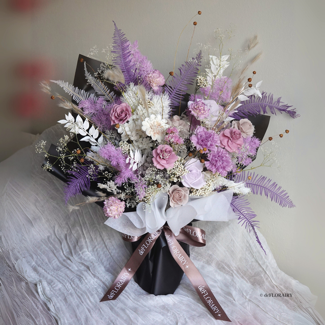 Preserved Rose & Carnation Bouquet | Purple Flowers | Next-Day Flower Delivery in Bristol | UK-Wide Delivery
