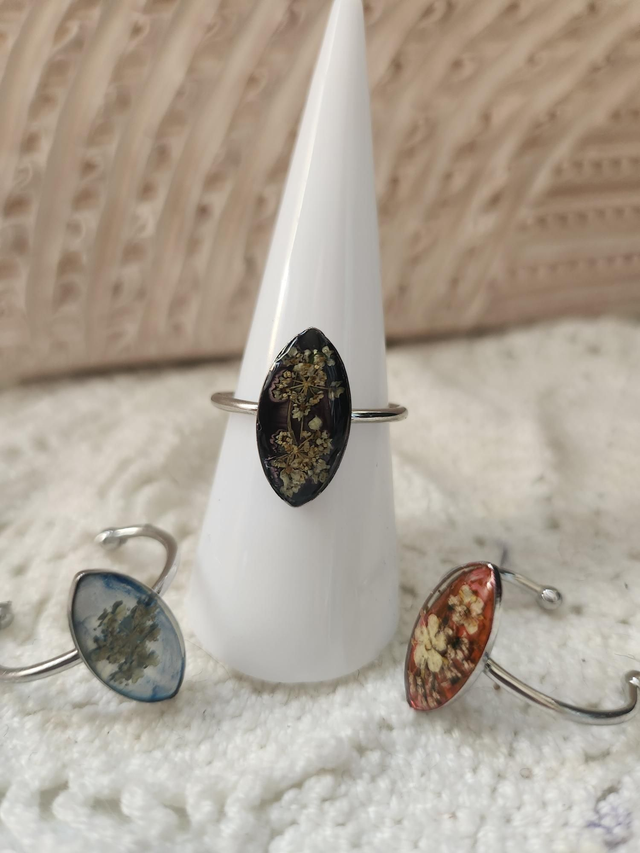 Bague ovale noire argent