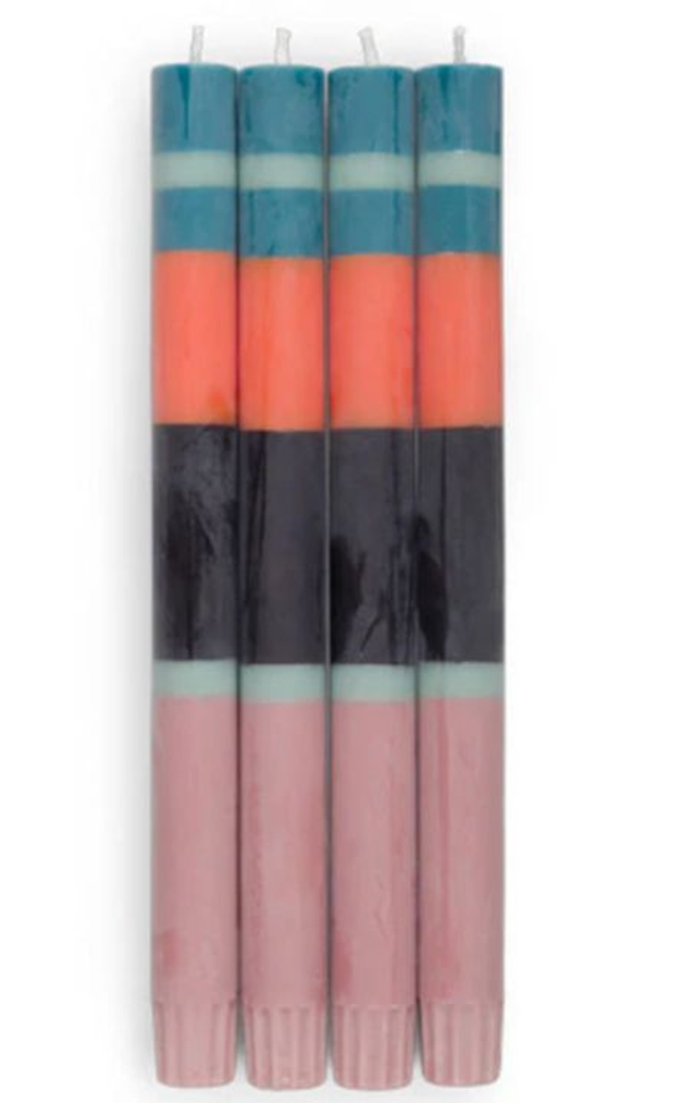 Striped Rose, Petrol, Opaline, Orange & Jet Eco Dinner Candles, 4 per pack: 6