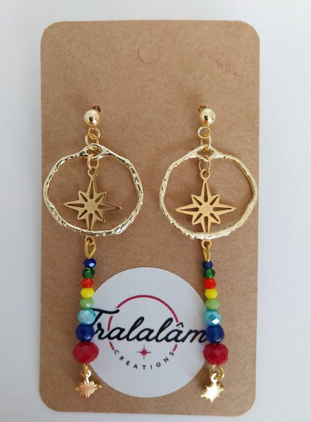 ✨Boucles d’oreilles &quot;multicolores étoiles polaires&quot;✨