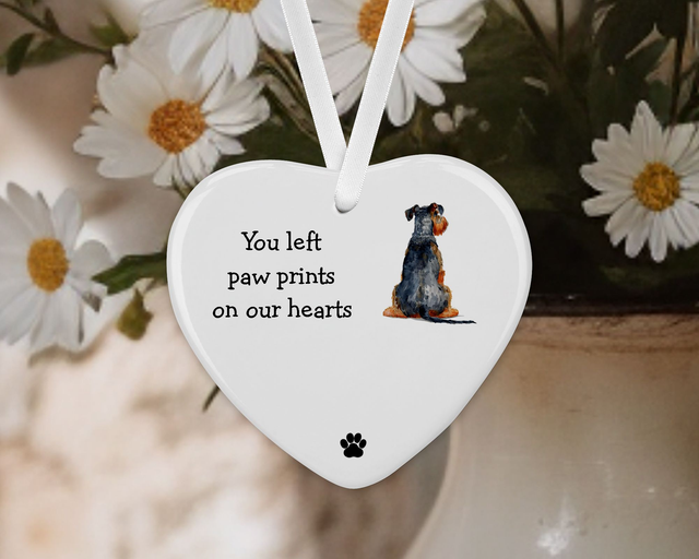 "Airedale Terrier"  Personalised Pet Memorial Ceramic Heart  