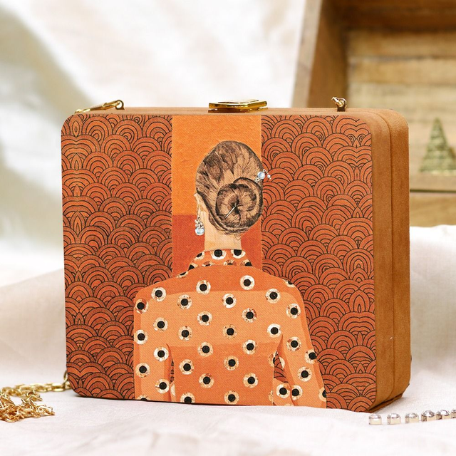 Woman Portrait Printed Clutch Bag