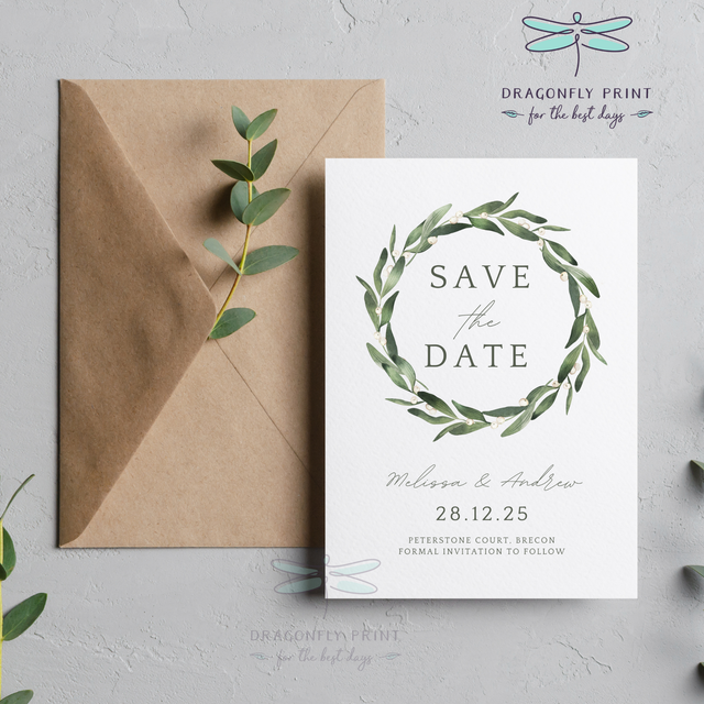 Mistletoe - winter Christmas wedding save the date / save the evening cards