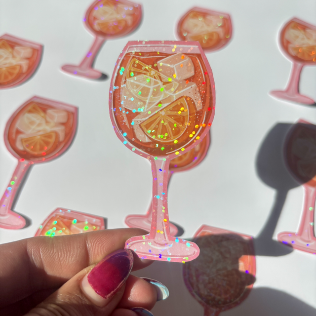 Aperol Spritz Cocktail Holographic Sticker