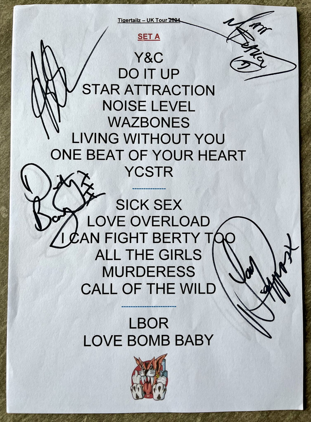 Signed  Set list A (Southampton/Bradford) UK Tour 2024