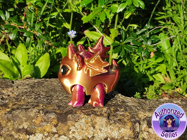 3D Printed Articulated Dragon Puff – Cute Poseable Fantasy Dragon Figurine