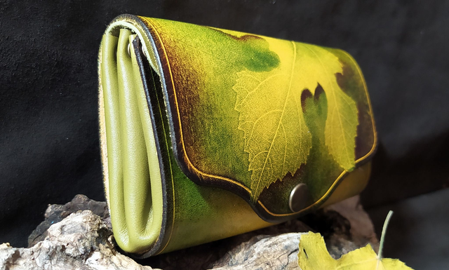 Porte Monnaie Soufflet- Feuille de figuier