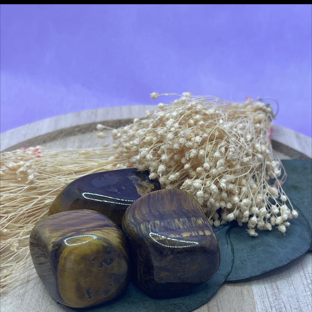 Pierre roulée Œil de tigre "Protection · Courage · Ancrage"