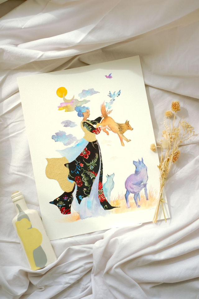 Illustration originale "Déesse Louve"