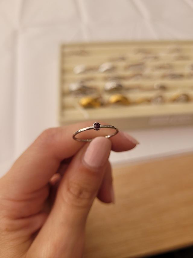 Stainless steel birthstone ring - February - Size L - SL-025