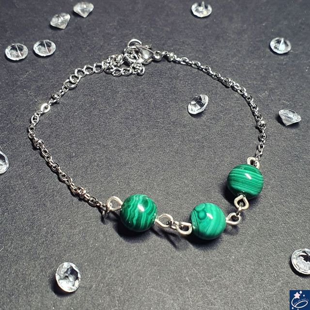 Bracelet en acier inox en malachite
