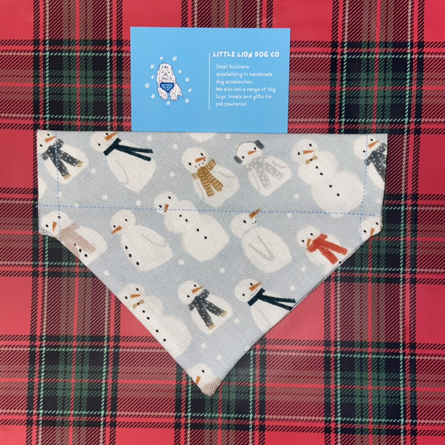 Sky Blue Snowmen Handmade Dog Accessories