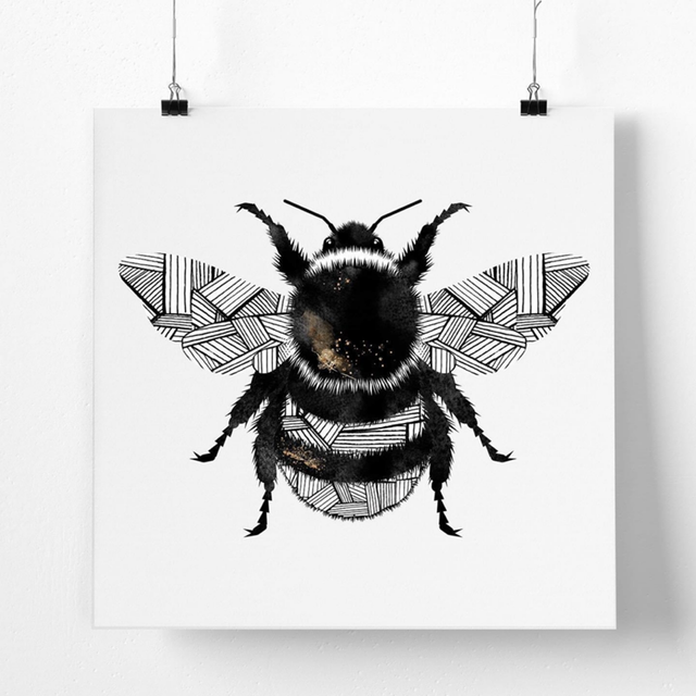 Monochrome Bee Print