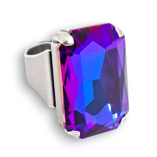 Ring BIG OCTAGON Violet Blue, Blau Lila