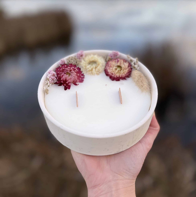 Bougie Fleurie - Comme un Bouquet - Pot en Terrazzo - Petits Phares