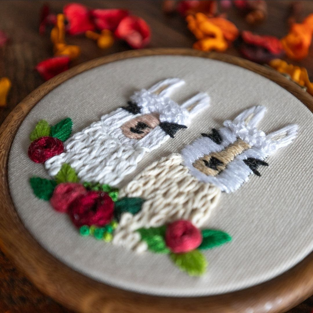 Broderie - les lamas -