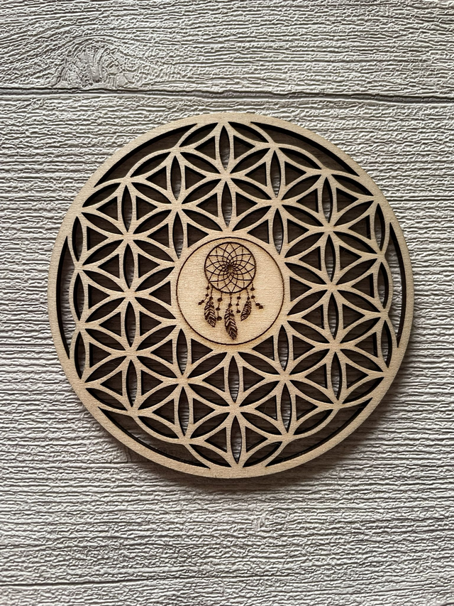 🌙 Coffret « Lâcher-Prise » – Pierre de jade blanc, sauge & Fleur de Vie attrape-rêves