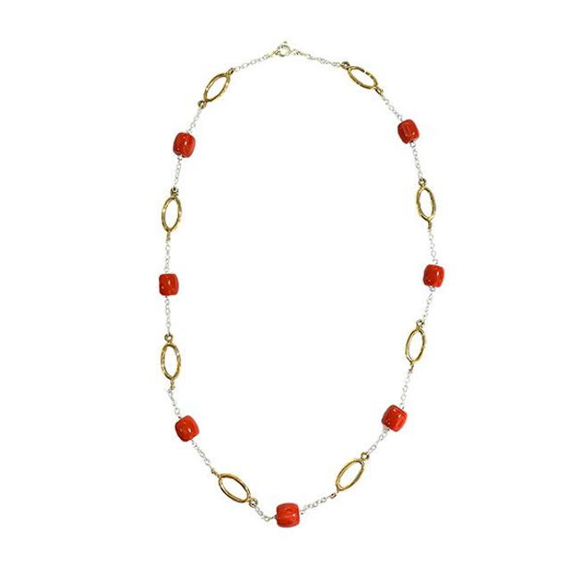 Collana girocollo a catena con coralli modello 0227