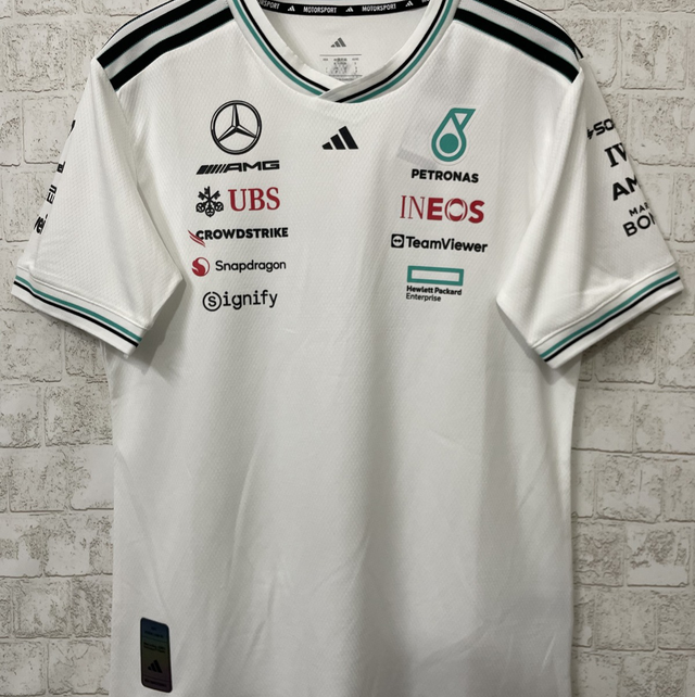 Fórmula 1, camiseta, Mercedes Team Driver auténtico blanco 25 26