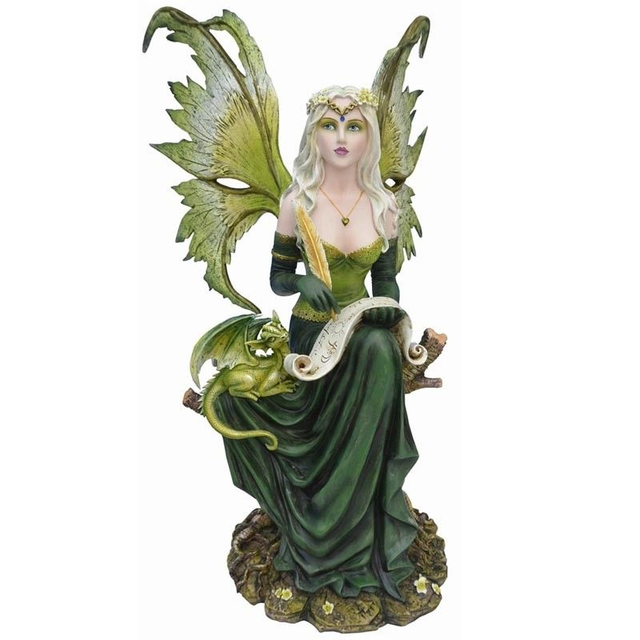 Fée grande - Verte avec plume et parchemin