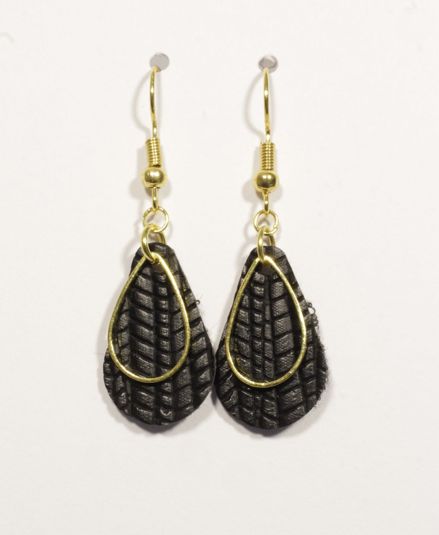 Black Leather and Gold Teardrops