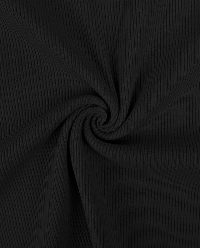 Black Ribbed Cotton Lycra Jersey