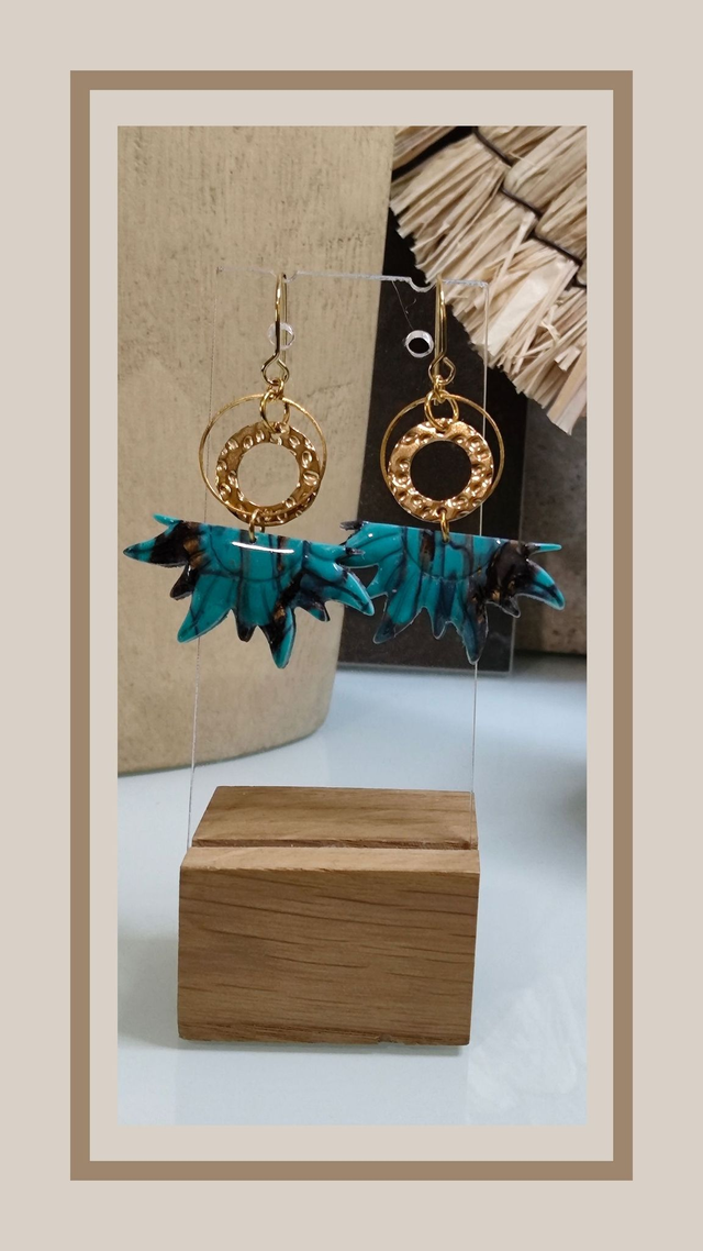 Boucles d&#039;oreilles faux turquoise soleil 