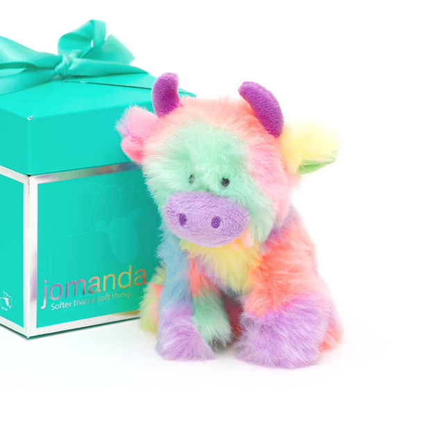Mini rainbow highland cow
