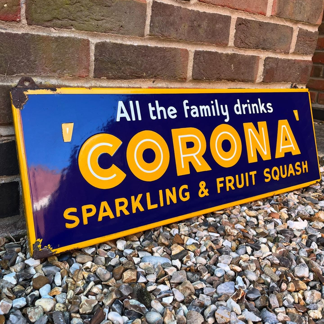 1950’s Corona Soft Drinks single sided enamel advertising sign 