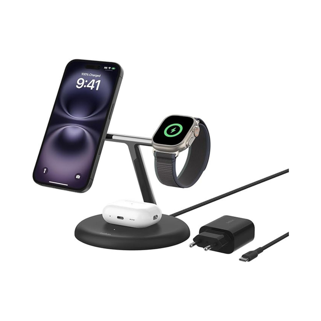 BELKIN Stazione di ricarica 3-in-1 con Qi2 (15W) (Nero)