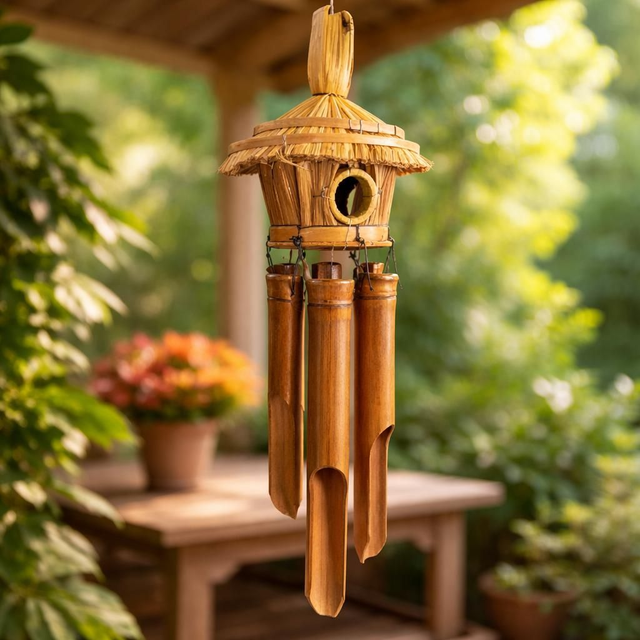 "Nichoir rond en paille" - Carillon à vent 